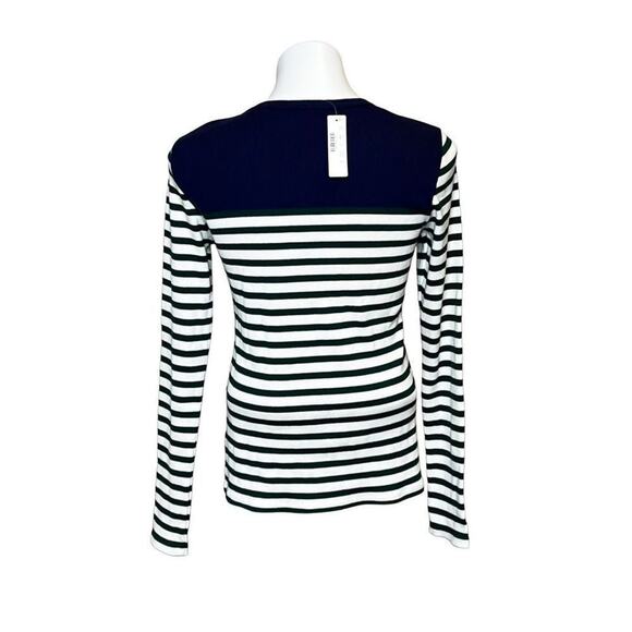 J. Crew Green/White/Navy Long Sleeve Striped Ribbed Top/Sweater - Medium - Picture 10 of 13